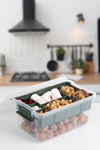 HOBBY LİFE Stormax 5 Liters Multi-purpose Storage Box Organizer with Compartment Lid Green