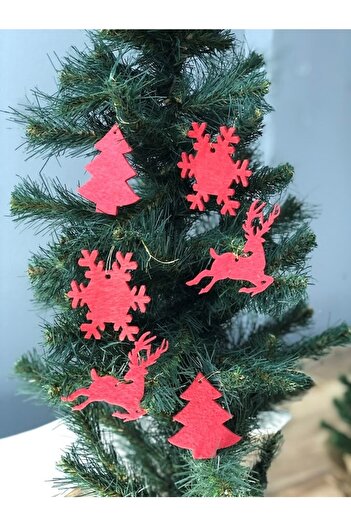Masalsı Concept 6 Pieces Christmas Pine Tree Ornament Red Felt
