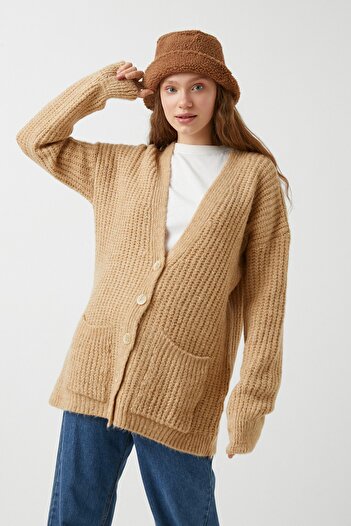 Koton Women's Beige Cardigan 3WAL90086HT