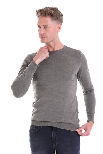 Hatemoğlu Vizon Comfort Fit Прямий велосипедний комір Вовняний светр