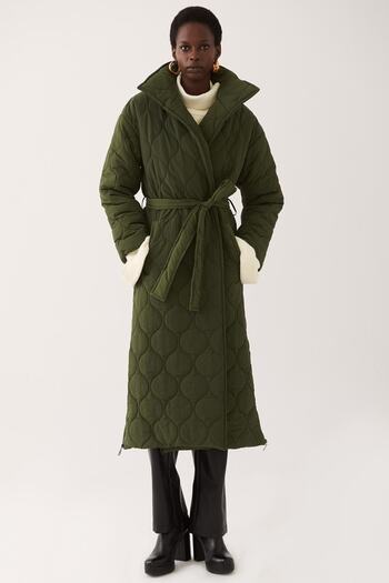 Perspective Clairs Regular Fit Shawl Collar Long Length Khaki Color Women's Coat