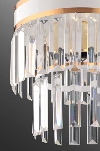 KUZEY AYDINLATMA Nesil Tekli Beyaz Iki Katlı Kristal Modern Avize