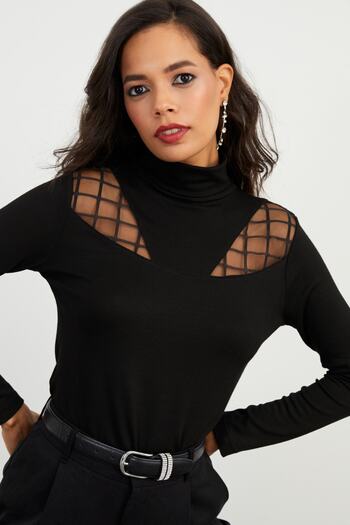 Cool & Sexy Dámská černá rybářská halenka BK1548