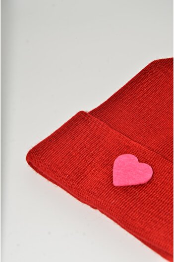 mottomia New Year/Valentine's Day Special Pink Heart Figured Red Color Unisex Beret