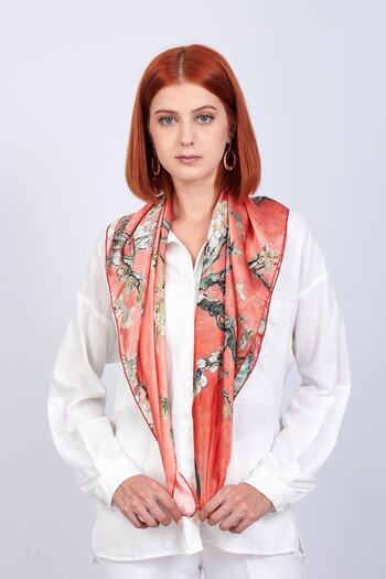 Nomads Felt 100% Silk Pomegranate Flower Square Scarf Van Gogh Almond Tree 90 Cm