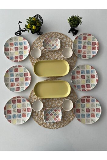 Keramika Set Breakfast Colors 14 Pieces for 6 People