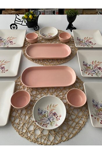 Keramika Set Breakfast Mat Butterfly 14 Pieces for 6 People