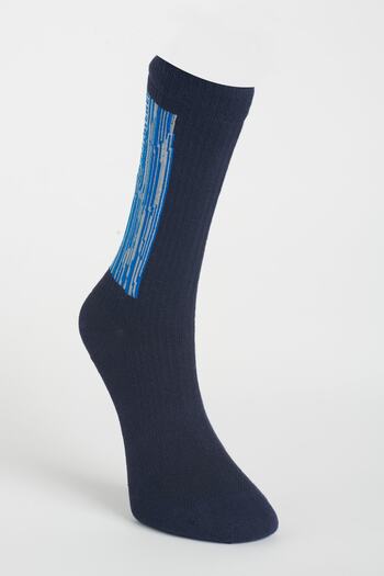 AC&Co / Altınyıldız Classics Men's Black-dark blue-white Patterned 3-Piece Sock Socks