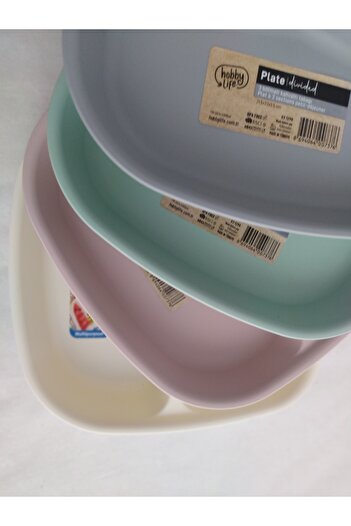 ÖZCAN TİCARET PAZARLAMA 4 Pieces of Breakfast Plate 3 Compartment Plates