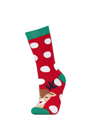 DeFacto Women's Christmas Themed 2-Piece Cotton Terry Socks Y8749Azns