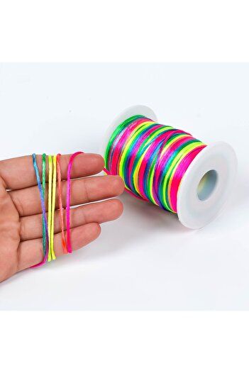 yfhobi 10 Meters - 1 Mm Flush Rope, Bracelet Rope, Rat Tail Rope, Rainbow Mixed Color, Jewelry Rope