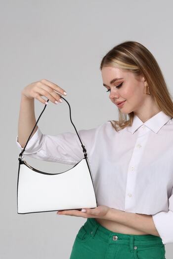 Güce White Baguette Baguette Hand and Shoulder Bag Gc009001