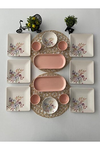 Keramika Set Breakfast Mat Butterfly 14 Pieces for 6 People