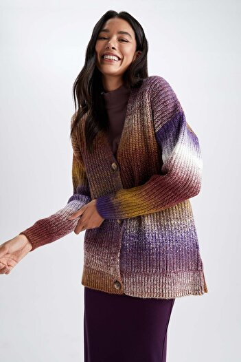 DeFacto Regular Fit V-Neck Cardigan
