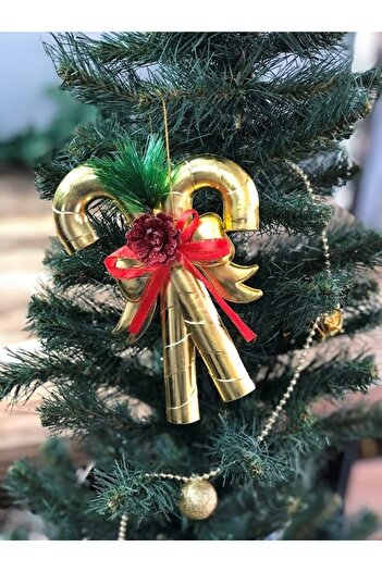 Masalsı Concept Luxury Christmas Pine Tree Ornament Gold Cane Figured Ornament