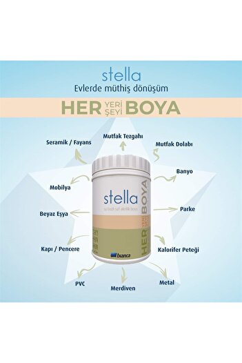 Bianca Stella Su Bazlı Saf Akrilik Boya Tüm Renkler 0,5Lt Her Yeri Boyar