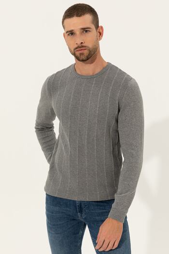 Pierre Cardin Men's Light Gray Melange Sweater