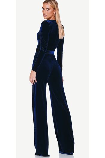 hilaltrendd Heart Collar Crescent Trend Velvet Jumpsuit