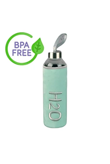 qussine H20 Flask - 600ml Borosilicate Glass Flask, Bpa Free, Light Green