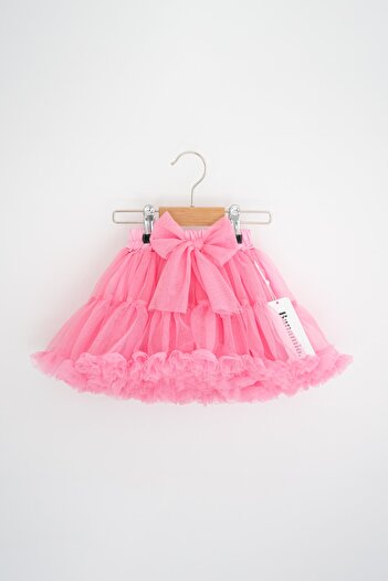 Banamio Rio Bow Detailed Lined Fluffy Carnival Tutu Skirt (Candy PINK)