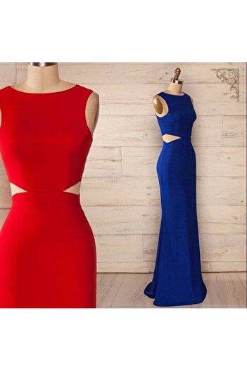 Styling Park Kopya - Bel Dekolteli Uzun Abiye Elbise