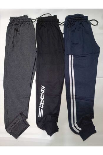 AZRA ÇOCUK GİYİM 3 Pieces Men's Tracksuit with Horses and Elastic Waist Ribbed Legs 2 Thread Combed Cotton