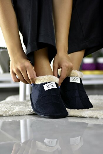 STOCON Ucc Peluş Tüylü Unisex Kadın Erkek Çocuk Yumuşak Taban Kışlık Yıkanabilir Siyah