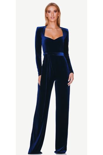 hilaltrendd Heart Collar Crescent Trend Velvet Jumpsuit