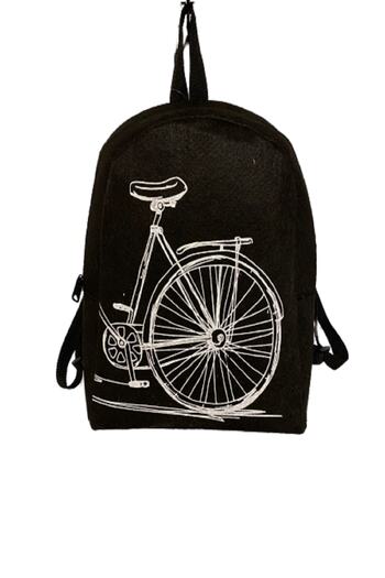 FLY COLOR Black Felt Bag with Bicycle Pattern