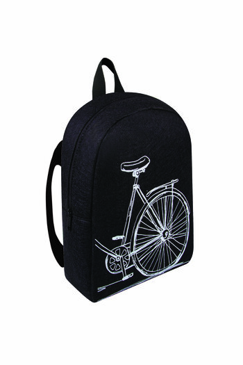 FLY COLOR Black Felt Bag with Bicycle Pattern