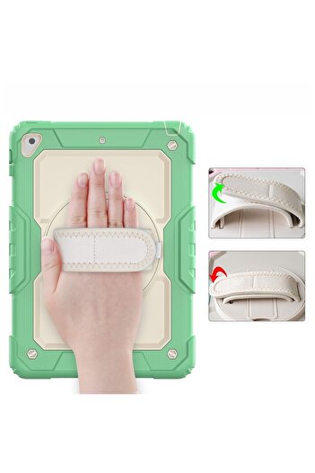 Fuchsia Ipad 5. 6. Nesil 2017 2018 9.7" Inch Uyumlu Strap Tablet  Ekran Koruyuculu Kalemlikli 360°döner