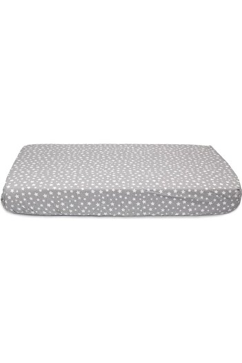 BabyMeva Baby And Kids Elastic Fitted Sheet 90x180 Cm (grey with Stars)