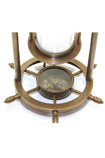 keyfimshop Διακοσμητική ορειχάλκινη κλεψύδρα με πυξίδα