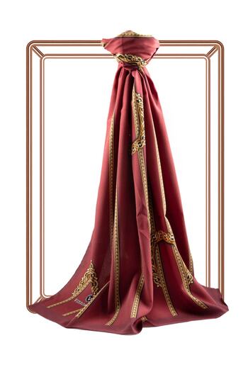 Vissona Women's Luxury Medina Silk Shawl Claret Red-1