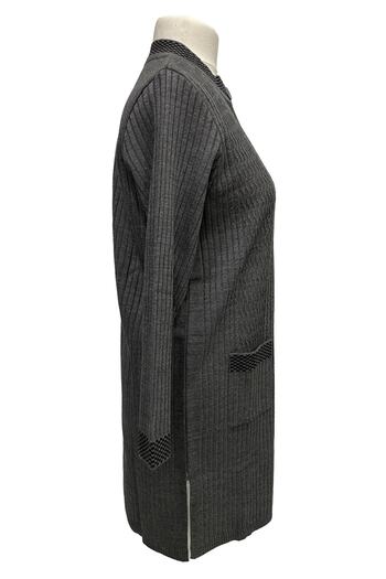MERSA Gray Front Buttoned Double Pocket Long Steel Knit Cardigan