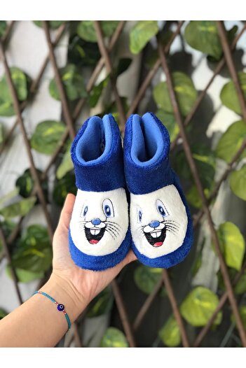 Bold Boutique Lacivert Sevimli Tavşan Ev Botu, Ev Pandufu Kreş Ayakkabısı