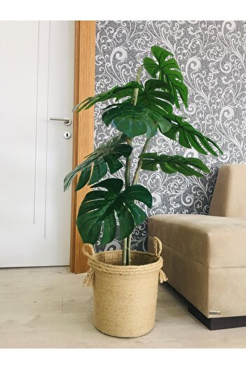 Asenya Hasır Örgü Saksılık 26x25 Cm Hasır Sepet Saksılık Ev Dekor Banyo Dolap Içi Raf Düzenleyici Organizer