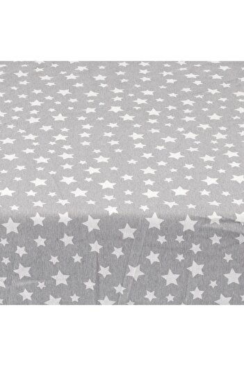 BabyMeva Baby And Kids Elastic Fitted Sheet 90x190 Cm (grey with Stars)