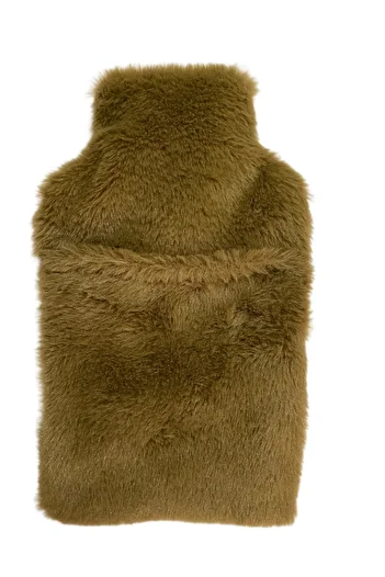 Bosphorus Hot Water Bag Brown Plush Thermofor with Pocket 35X23X2Cm 1 Liter
