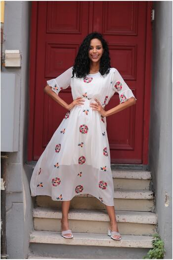 Prima Donna Chiffon Embroidered Floral Dress