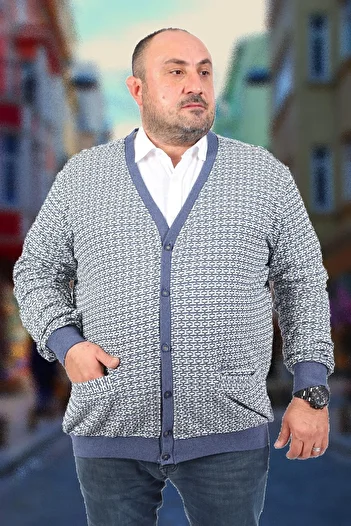 Starbattal Plus Size Buttoned Cardigan 22801-indigo