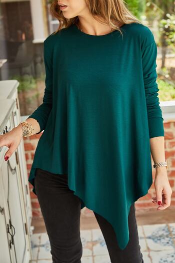 XHAN Women's Asymmetrical Viscose Blouse 9yxk2-41580-44