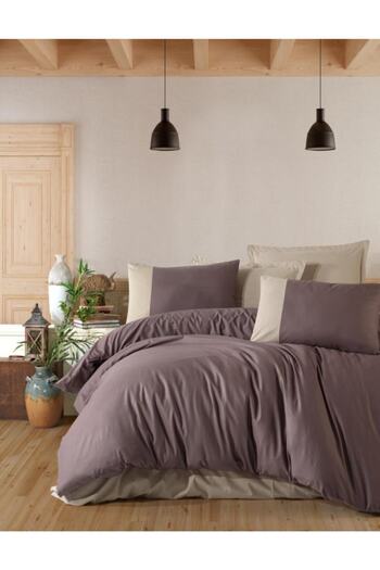 Clasy Pure V2 Brown - Double Cotton Ranforce Duvet Cover Set