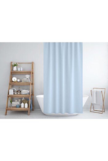 Zethome Banyo Perdesi 2x120x200 Çift Kanat Duş Perdesi Halka Hediyeli Duşakabin Perdesi 0010 Mavi
