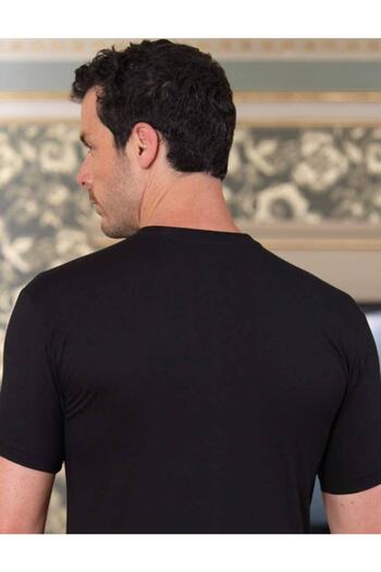 Şahinler Men's Black Crew Neck Short Sleeve Men's Undershirt 6-Piece Economical Pack Me004
