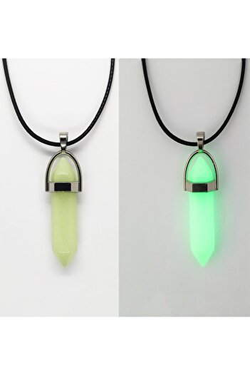 AlpCollection Phosphorescent Neon Leather String Green & Blue Nail Necklace Changes Color in the Dark