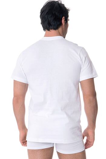 DOREA Men's White 2 Pieces Cotton Single Jersey O Collar Undershirt