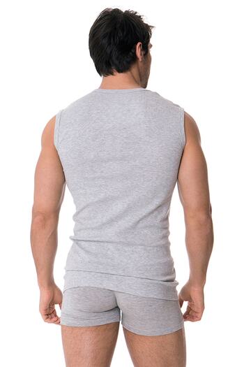 DOREA Men's Gray 5 Pieces Cotton Melange Ribbed Sleeveless V-Neck Undershirt