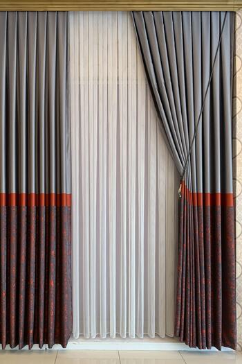 Petra Home Perde Sport Pattern Striped Plain Ecru Tulle Curtain