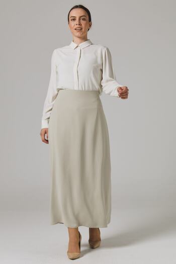 SORALLİNE Plus Size Bell Skirt 778 Stone